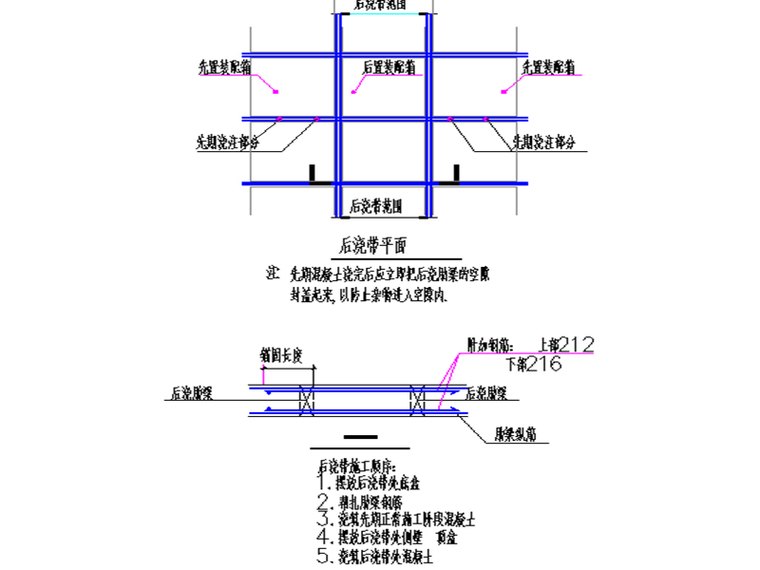 框架结构大学教学科研楼工程施工组织设计(490页，方案详细)-后浇带平面图