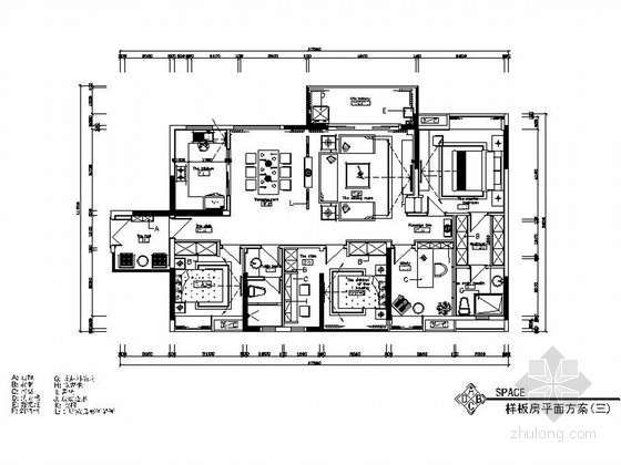 客厅室内施工高清图资料下载-[湖南]高档欧式四居室室内装修施工图（含高清效果图）