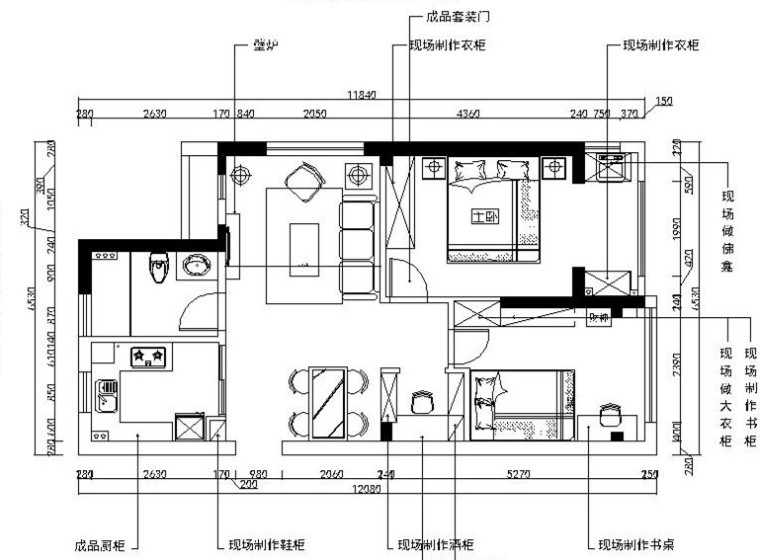 住宅现代室内效果资料下载-[杭州]温馨浪漫现代混搭住宅室内设计施工图（含效果图）