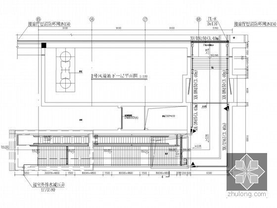 [四川]大型地铁工程岛式站台车站全套给排水初步设计图纸（含说明书）-F号出入口给排水及消防平面图