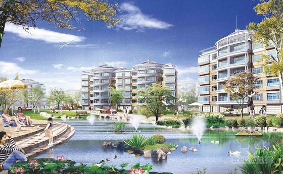 [山东]城市新区概念规划方案-水岸住宅效果图