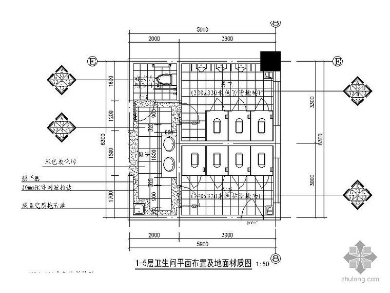 卫生间地面做法剖面图资料下载-卫生间详图