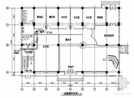 KTV空调平面图资料下载-某KTV排烟平面图