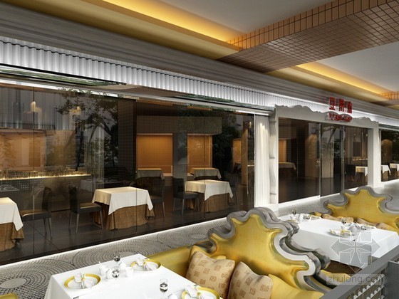 中式餐饮店效果图资料下载-某餐饮店门廊3d模型下载