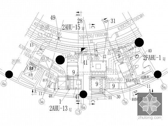 [江苏]大型文艺会展中心空调通风设计施工图(顶级设计院)-空调机房平面