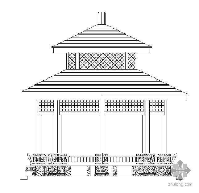 双层亭子su资料下载-双层景亭施工详图