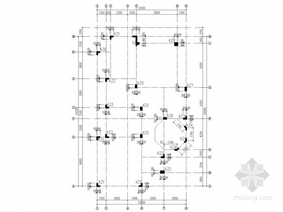 厚空心板柱(框架)结构资料下载-欧式别墅异形柱框架结构施工图(带螺旋楼梯)