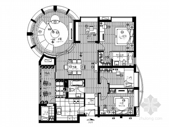 广东多层住宅建筑图纸资料下载-[广东]名师设计多层住宅区C型高档现代四居室装修施工图