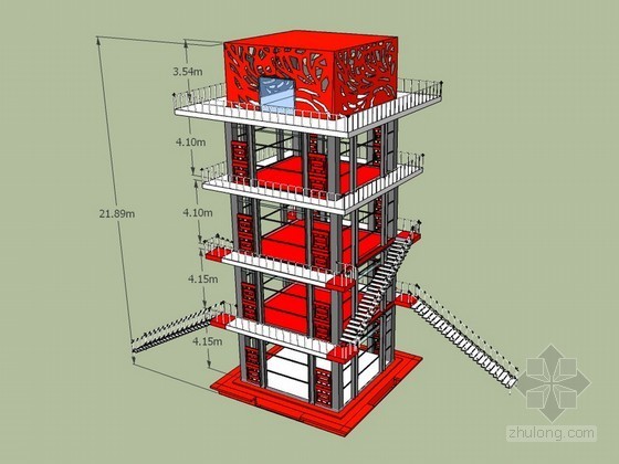 中国风SU模型资料下载-中国风景观塔SketchUp模型