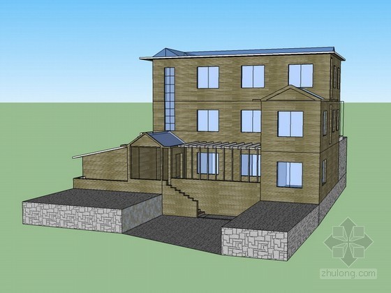 2层小别墅图纸室外资料下载-小别墅sketchup模型下载（2）