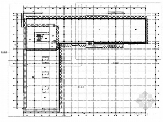 城市新区图书馆幕墙工程施工图（石材幕墙 玻璃幕墙 铝板幕墙）-四层平面图 