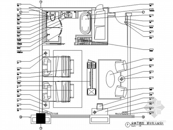 商务酒店套房CAD资料下载-[深圳]奢华高端商务酒店双人套房室内装修图（含效果图）