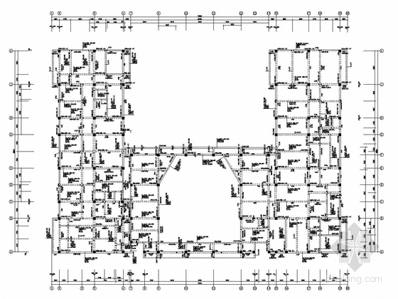 [上海]六层框架结构综合大楼结构图-四层梁配筋图