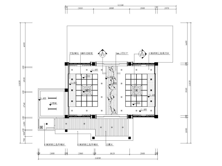 新中式风格-私人别墅接待餐厅装修施工图（附效果图）-天花