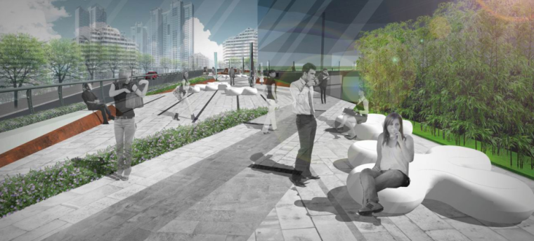 [广西]桂林兴进广场景观概念方案（商业，现代） A-12 西侧商业街效果图