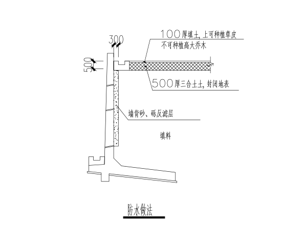 钢筋混凝土悬臂式挡土墙大样图（CAD、7张）-防水做法图