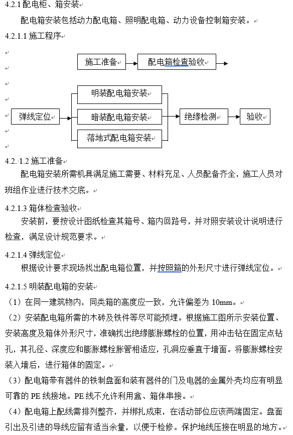 商业广场电气系统及空调、采暖及通风系统安装工程施工组织设计-配电箱柜安装