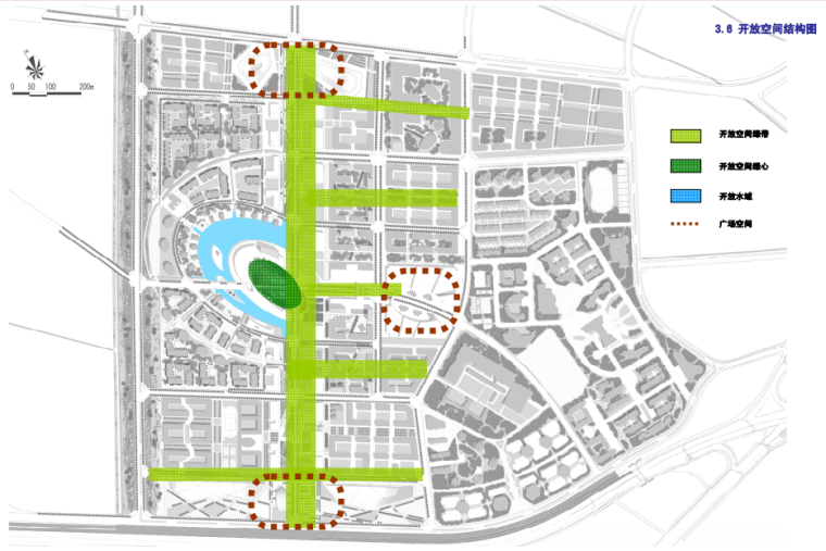 [成都]现代农科城规划设计方案文本-开放空间结构图