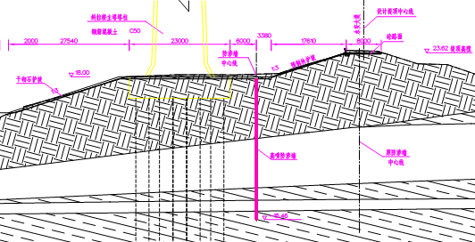 路堤防护工程施工方案-防渗墙立面布置图
