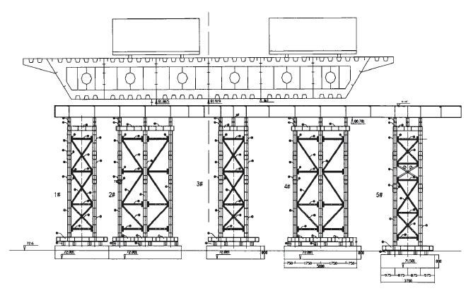 桥梁转体法技术总结近2000多页(平转、竖转、墩顶转体)-稳定支腿和滑道体系立面图