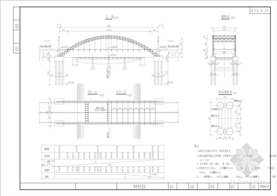 系杆拱桥计算资料下载-单孔净跨90m钢管系杆拱桥全套设计图（36页）