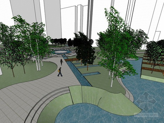 小区公园模型资料下载-小区住宅景观sketchup模型