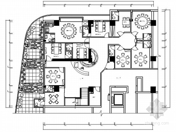 家装展示柜柜子立面CAD资料下载-[四川]豪华中餐厅室内装修CAD施工图（含效果）