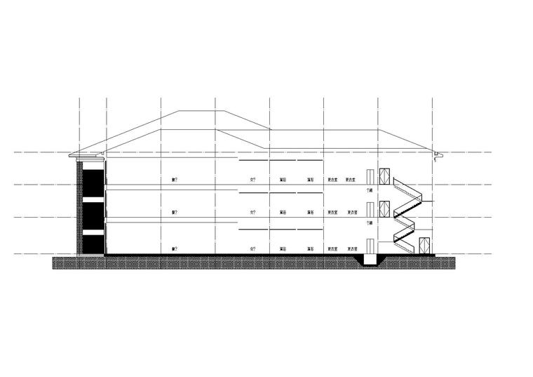 [河南]北方某高校食堂建筑施工图（CAD）-剖面图