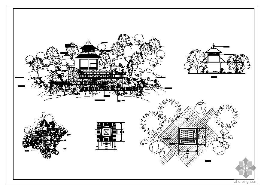 中式双层亭施工大样-园林景观节点详图-筑龙园林景观论坛