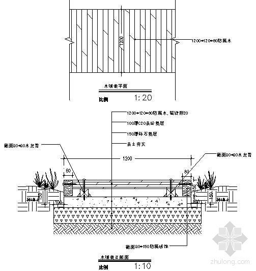 景观铺装细部详图资料下载-木铺装详图