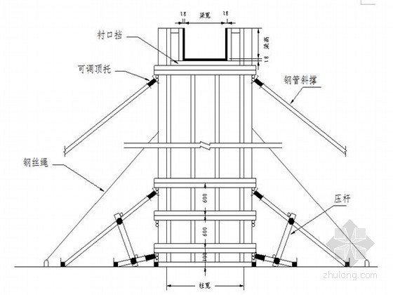 [天津]高层框架结构商务楼施工组织设计（338页）-柱模板示意图 