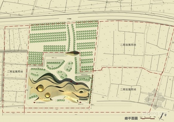 [甘肃]商业综合体建筑设计方案文本(含CAD)-商业综合体总平面图 