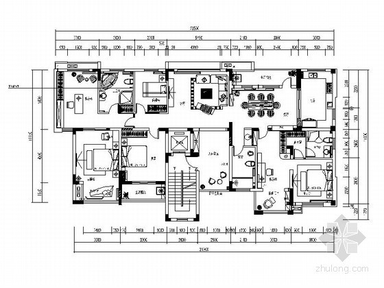 中式门厅室内装修资料下载-现代中式五居室内装修图