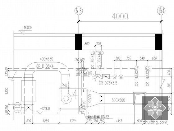 [江苏]办公楼空调通风排烟系统设计施工图（VRV系统）-剖面图