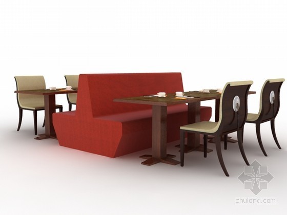 室外桌椅组合su资料下载-餐厅桌椅组合3d模型下载