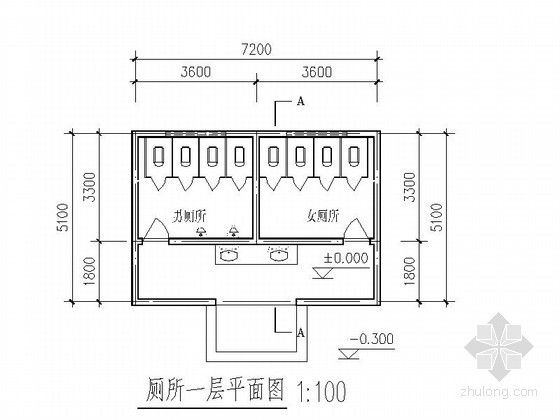 某二层公厕建筑方案图-平面 