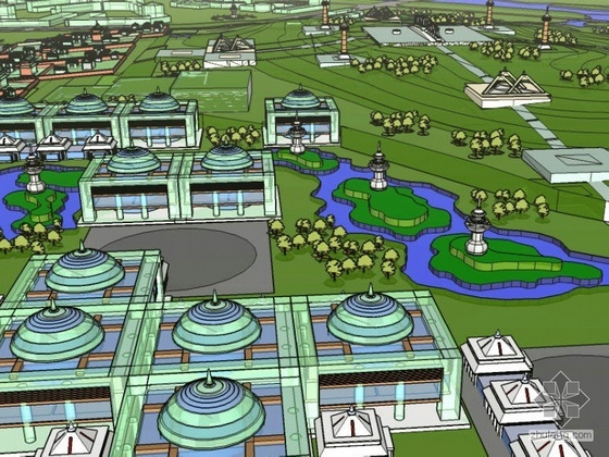 文化广场效果图设计资料下载-内蒙古广场周边景观设计效果图
