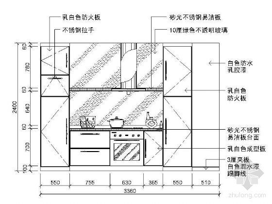 12层住宅建筑图纸立面图资料下载-12个厨房立面图