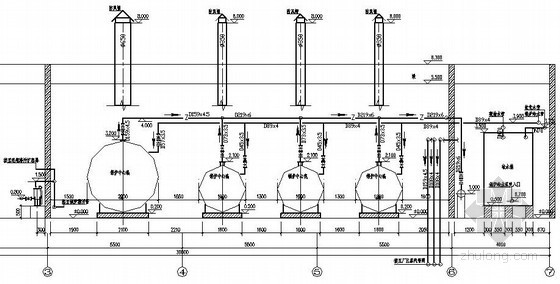 [内蒙古]蒸汽锅炉房设计施工图-设备工艺管道剖面图.jpg 