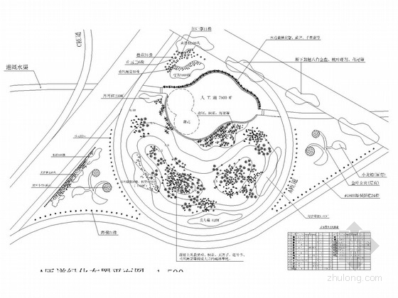 [杭州]城市立交桥景观环境设计工程施工图（  附方案文本设计说明）-A匝道绿化布置平面图 