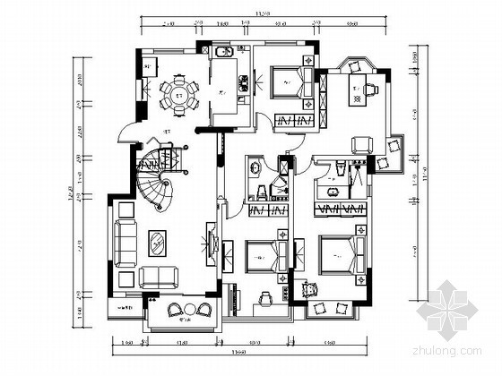 cad柜体立面图资料下载-花园阳台复式装修装饰图