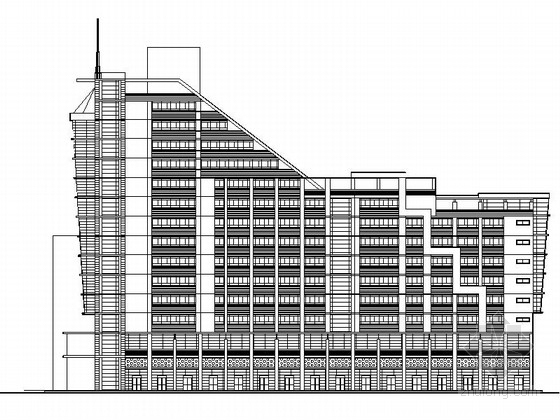 板式建筑办公大楼资料下载-[嘉兴]某十四层商业办公楼建筑方案图