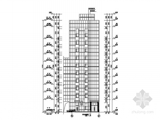 [黑龙江]高层现代风格建材城建筑设计施工图-高层现代风格建材城建筑设计立面图