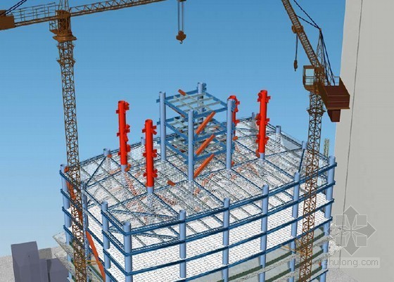 [福建]超高层商业中心工程施工组织设计（798页 附流程图）-核心筒钢柱扩展安装 