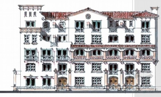 西班牙风格别墅图纸资料下载-[上海]某别墅区西班牙风格组团规划方案文本