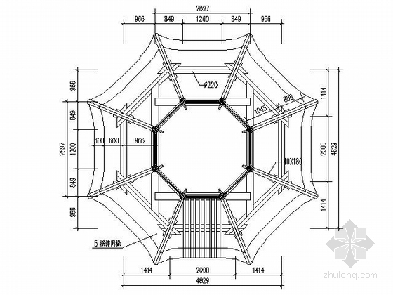 [仿古建]八柱重檐八角凉亭及曲桥组合施工图-图6
