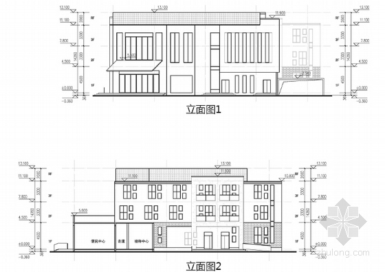 [上海]传统中式风格养老院建筑设计方案文本（含CAD）-传统中式风格养老院立面图