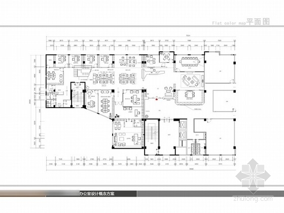 敞开办公室CAD资料下载-[泉州]现代风格办公室室内方案设计图