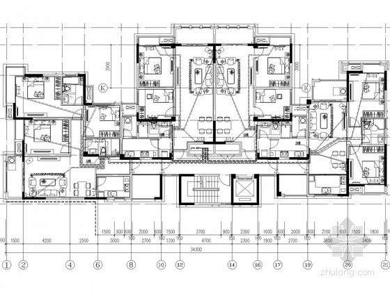 [江苏]多栋高层住宅室内采暖通风系统设计施工图（含给排水系统设计）-采暖标准层平面图 