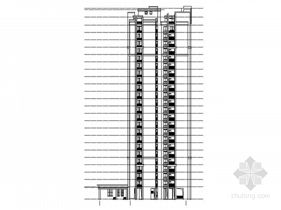 [长沙]高层框支剪力墙结构塔式住宅建筑施工图-高层框支剪力墙结构塔式住宅建筑立面图